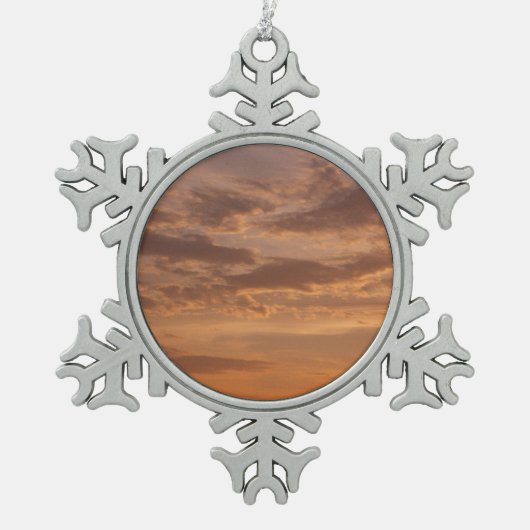 Sunset Clouds II Pastel Abstracte Natuur Tin Sneeuwvlok Ornament (Voorkant)