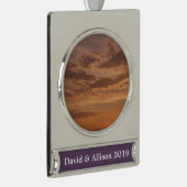 Sunset Clouds II Pastel Abstracte Natuur Verzilverd Banner Ornament (Rechts)