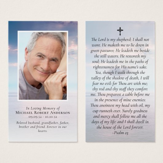 Sunset Clouds Photo Memorial Prayer Kaart (Voorkant /achterkant)