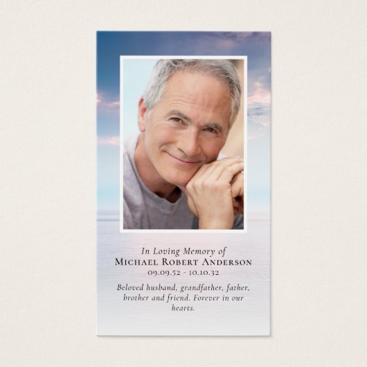 Sunset Clouds Photo Memorial Prayer Kaart (Voorkant)