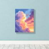 Sunset Clouds | Watercolor Sky Painting Colorful Canvas Afdruk (Insitu (Houten vloer))
