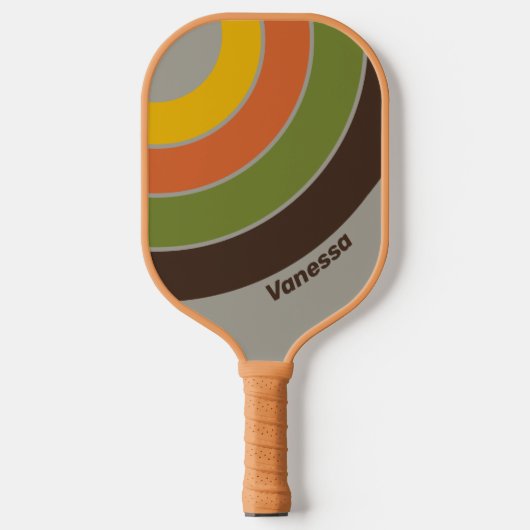 Sunset Clover Circle Stripe with Name Pickleball Paddle (Voorkant)