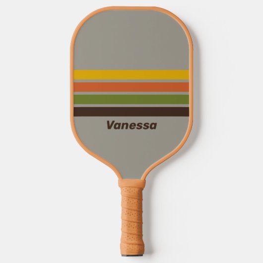 Sunset Clover Overdwars Gestreept met Naam Pickleball Paddle (Voorkant)