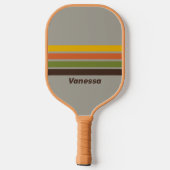Sunset Clover Overdwars Gestreept met Naam Pickleball Paddle (Achterkant)