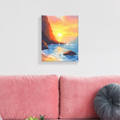 Sunset Coast | Beach Ocean Waves Canvas Afdruk (Insitu (Woonkamer))