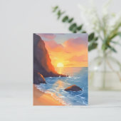 Sunset Coast | Strandgolven in de oceaan Briefkaart (Staand voorkant)