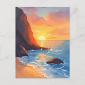 Sunset Coast | Strandgolven in de oceaan Briefkaart (Voorkant)