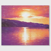Sunset Coastal Beach Oranje Paars Decoupage Cadeaupapier (Vlak)