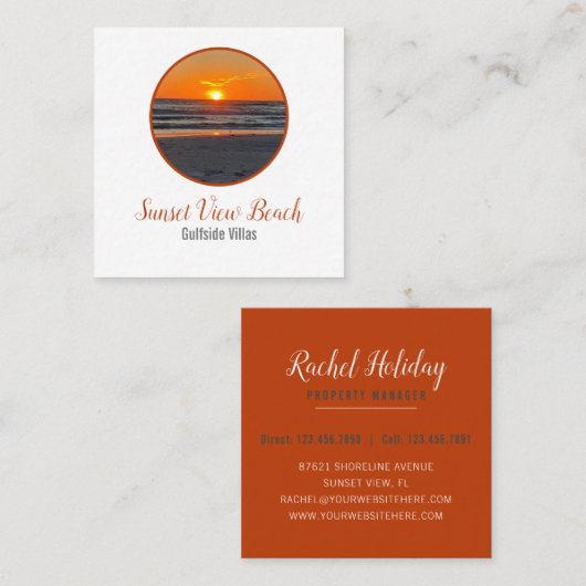 Sunset Coastal Beach Resort Vierkante Visitekaartje (Voorkant / Achterkant)