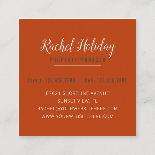 Sunset Coastal Beach Resort Vierkante Visitekaartje (Achterkant)