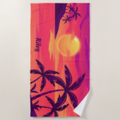 Sunset Coastal Palm Trees Personalized Strandlaken (Voorkant)