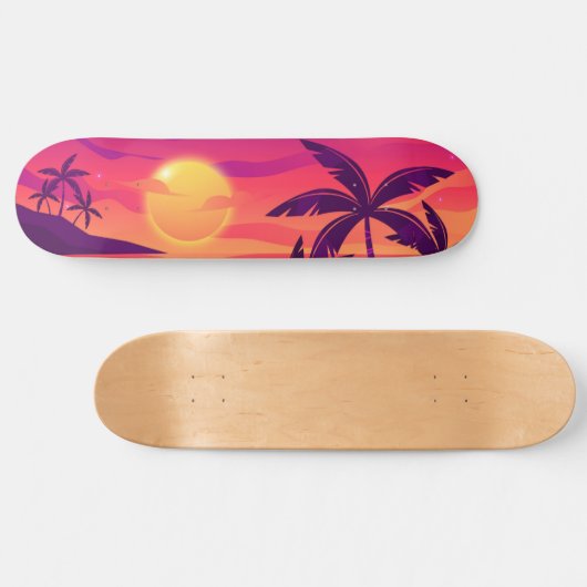 Sunset Coastal Palm Trees Persoonlijk Skateboard (Horizontaal)
