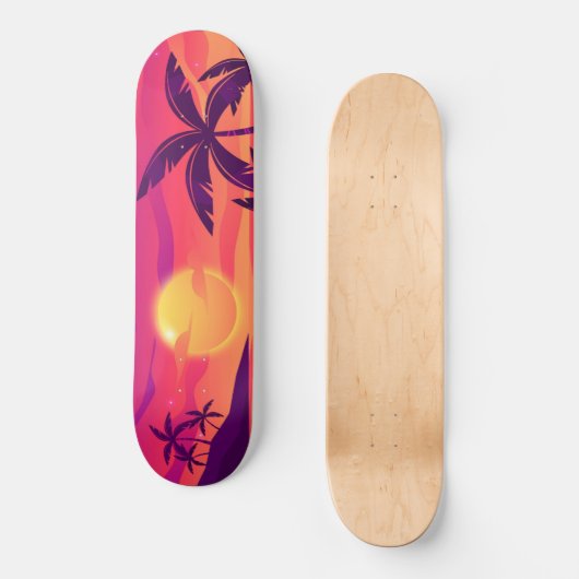 Sunset Coastal Palm Trees Persoonlijk Skateboard (Voorkant)