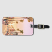 Sunset Coastal Town | Waterverf aan de kust van de Bagagelabel (Voorkant (horizontaal))