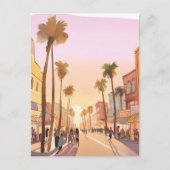 Sunset Coastal Town | Waterverf aan de kust van de Briefkaart (Voorkant)