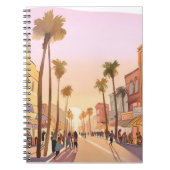 Sunset Coastal Town | Waterverf aan de kust van de Notitieboek (Voorkant)