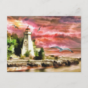 Sunset Coastal Vuurtoren Briefkaart
