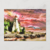 Sunset Coastal Vuurtoren Briefkaart (Voorkant)