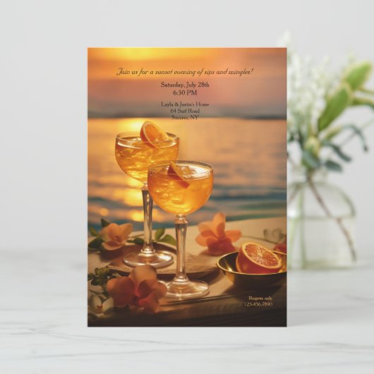 Sunset Cocktails Party Kaart (Staand voorkant)