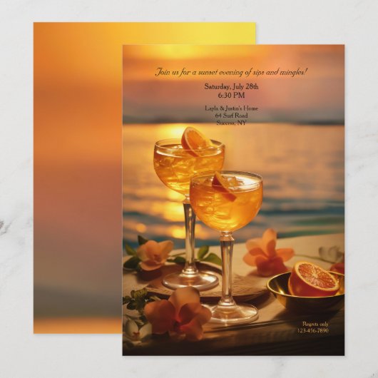 Sunset Cocktails Party Kaart (Voorkant / Achterkant)