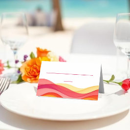 Sunset Color Waves Modern Wedding Plaatskaartje
