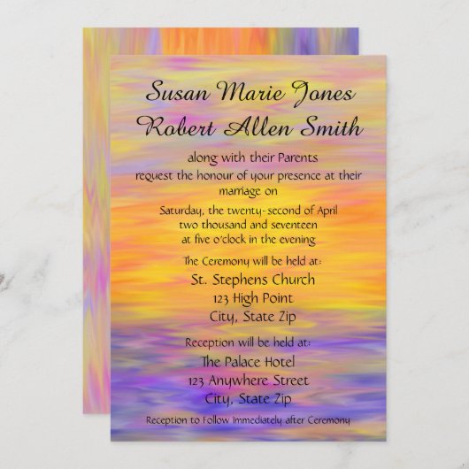 Sunset Colored Wedding Invitation Kaart (Voorkant / Achterkant)