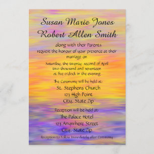 Sunset Colored Wedding Invitation Kaart