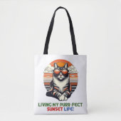 Sunset Cool Cat Tote Bag (Voorkant)