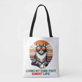 Sunset Cool Cat Tote Bag