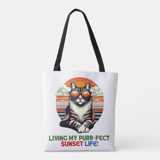 Sunset Cool Cat Tote Bag (Achterkant)