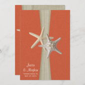Sunset Coral en Starfish Beach bruiloft Kaart (Voorkant / Achterkant)