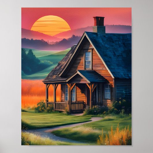 Sunset Cottage Poster (Voorkant)
