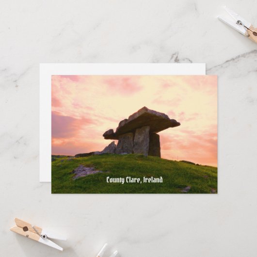 Sunset County Clare Dolmen Greeting Kaart (Voorkant / Achterkant in situ)