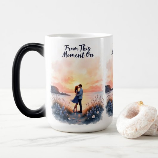 Sunset Couple Mok - vanaf dit moment op cadeau (Met donut)