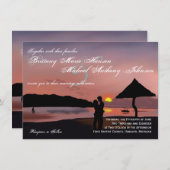 Sunset Couple Silhouette Lake Wedding Invitation Kaart (Voorkant / Achterkant)