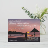 Sunset Couple Silhouette Lake Wedding Invitation Kaart (Staand voorkant)