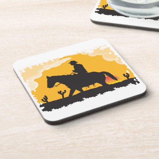 Sunset Cowboy Drankjes Onderzetter (Linkerzijde)