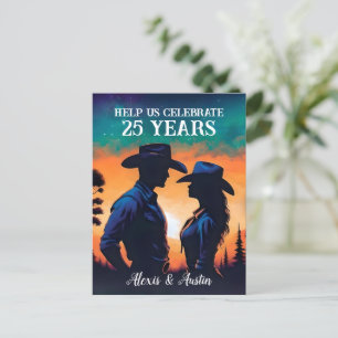Sunset Cowboy en Cowgirl 25e Jubileum Briefkaart