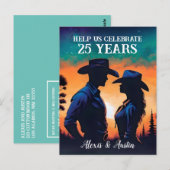 Sunset Cowboy en Cowgirl 25e Jubileum Briefkaart (Voorkant / Achterkant)