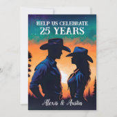 Sunset Cowboy en Cowgirl 25e Jubileum Kaart (Voorkant)