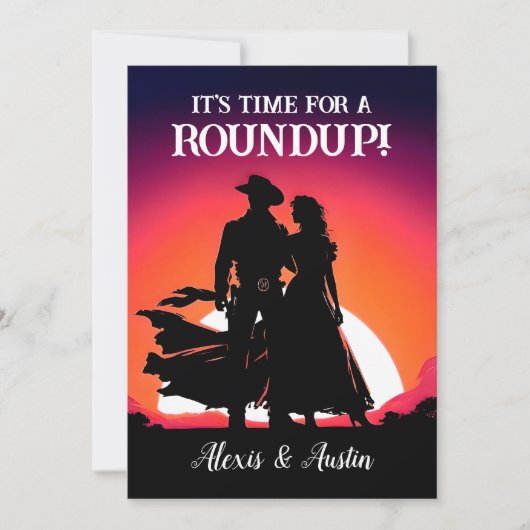 Sunset Cowboy en Cowgirl Round Up Jubileum Kaart (Voorkant)