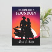 Sunset Cowboy en Cowgirl Round Up Jubileum Kaart (Staand voorkant)
