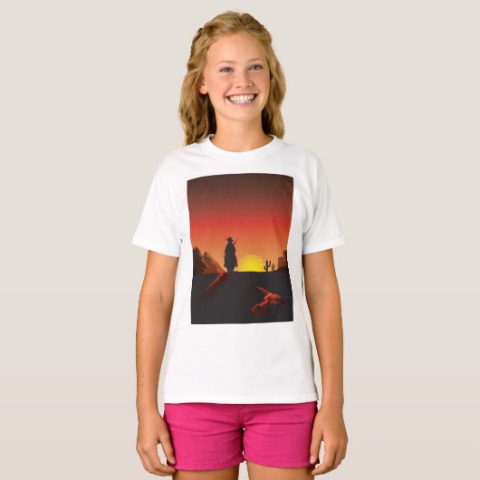 Sunset Cowboy Girls T-Shirt (Voorkant volledig)