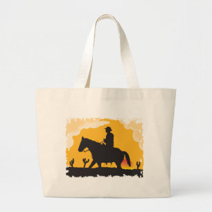Sunset Cowboy Grote Tote Bag
