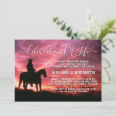 Sunset Cowboy Horse begrafenis herdenkingsdienst Kaart (Staand voorkant)