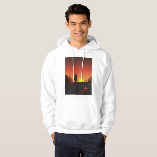 Sunset Cowboy Mannen Hoodie (Voorkant volledig)