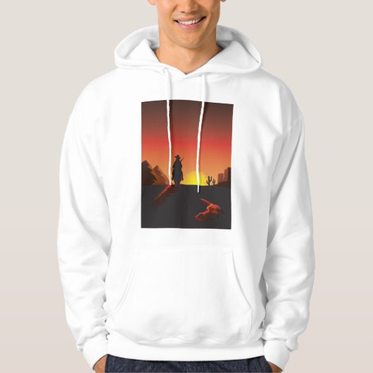 Sunset Cowboy Mannen Hoodie (Voorkant)