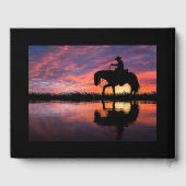 Sunset Cowboy op Paardse Celebratie van het leven Gastenboek (Achterkant)