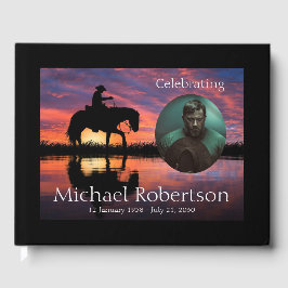 Sunset Cowboy op Paardse Celebratie van het leven Gastenboek