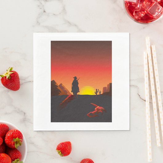 Sunset Cowboy Paper Napkins Servet